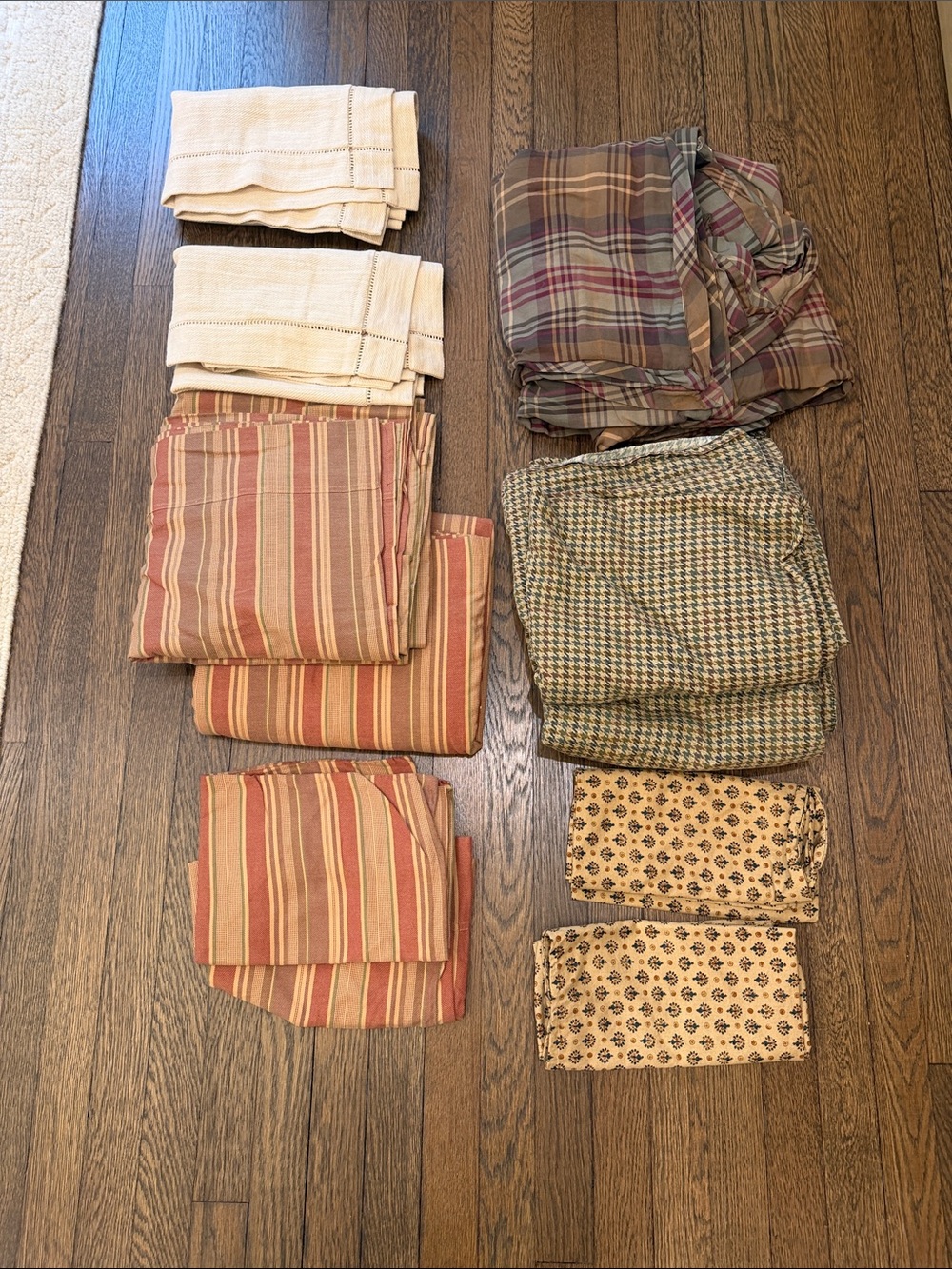 Ralph Lauren Plaid, Stripe and Solid Bedding Set in Cream, Tan, Rust in Queen